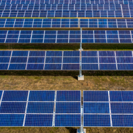 Photovoltaic support on blue ground