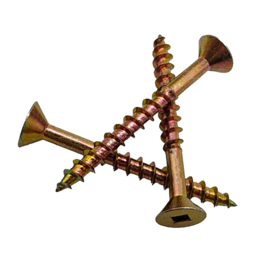 yellow zinc coated square drive countersunk chipboard screw